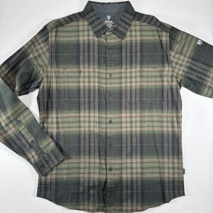 KUHL Fugitive Flannel 7202 Mens Large Green Chest Pockets Durable Never Worn